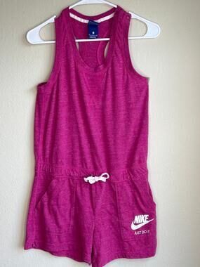 Nike Sportswear Gym Vintage Romper Pink Magenta Racerback Snap Shoulder Small